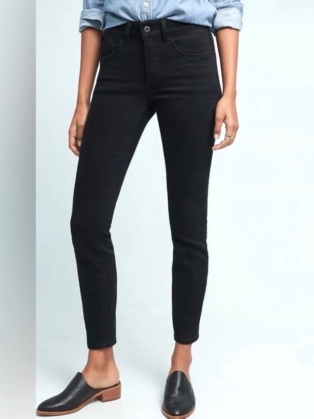 ANTHROPOLOGIE Pilcro High Rise Denim Legging Black Skinny Jeans indie sleaze 27